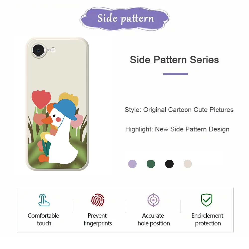 For iPhone 16e Case Cartoon Duck Pattern Printing Straight Edge TPU Phone Back Cover