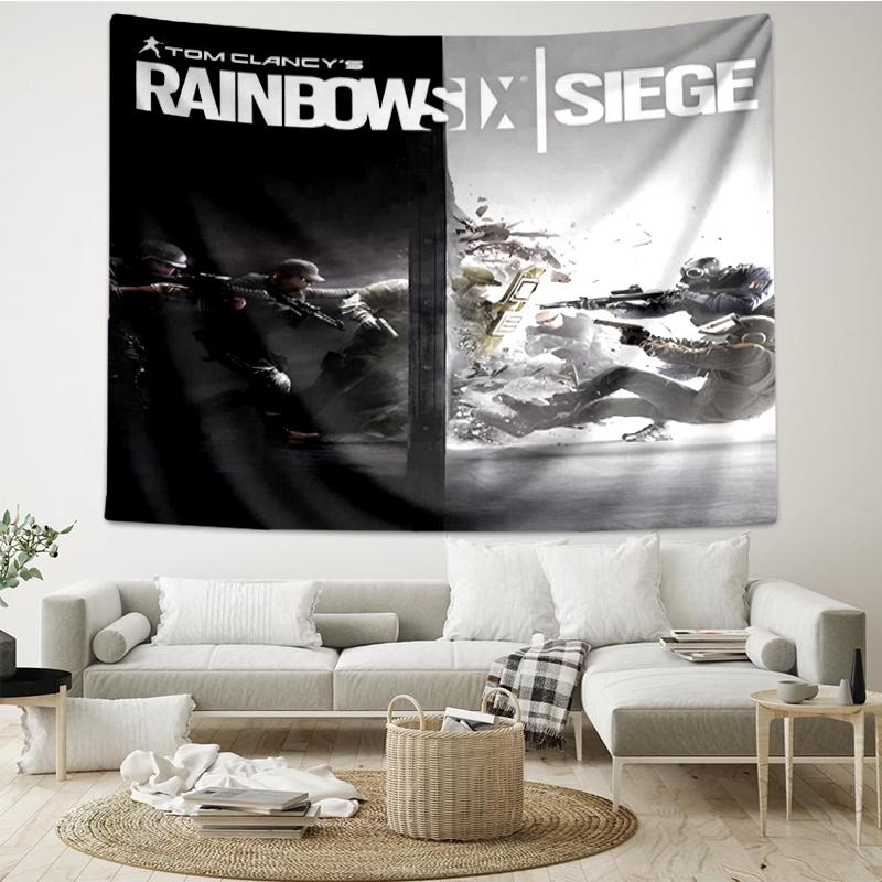 Rainbow Six Siege Nyomtatott Faliszőnyeg, Háttér, Könnyen Felszerelhető, Ideális Hálószobába, Irodába és Nappaliba, Esztétikus Falra Akasztható Díszekkel.