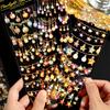 Mr. Paper 4Style 12Pcs/bag Ice Crystal PET Stereoscopic Laser Gold Flat Stickers DIY Handbook Creative Materials Decorative Card