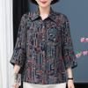 Plus Size XL-7XL Women's Elegant Blouses  Casual Loose Vintage Print Summer Long Sleeve Top Female Shirt