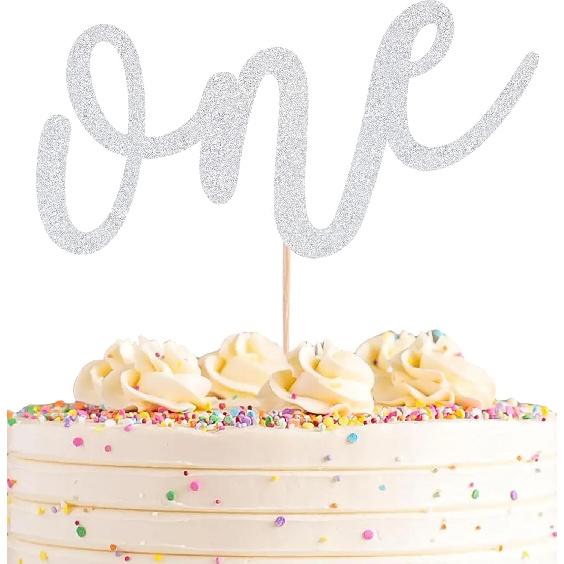 First Birthday Cake Topper - Red Glitter One Cake Decorating Supplies for Girls and Boys, Perfect for Baby Shower/Gender Revealing Party/Baby Party
