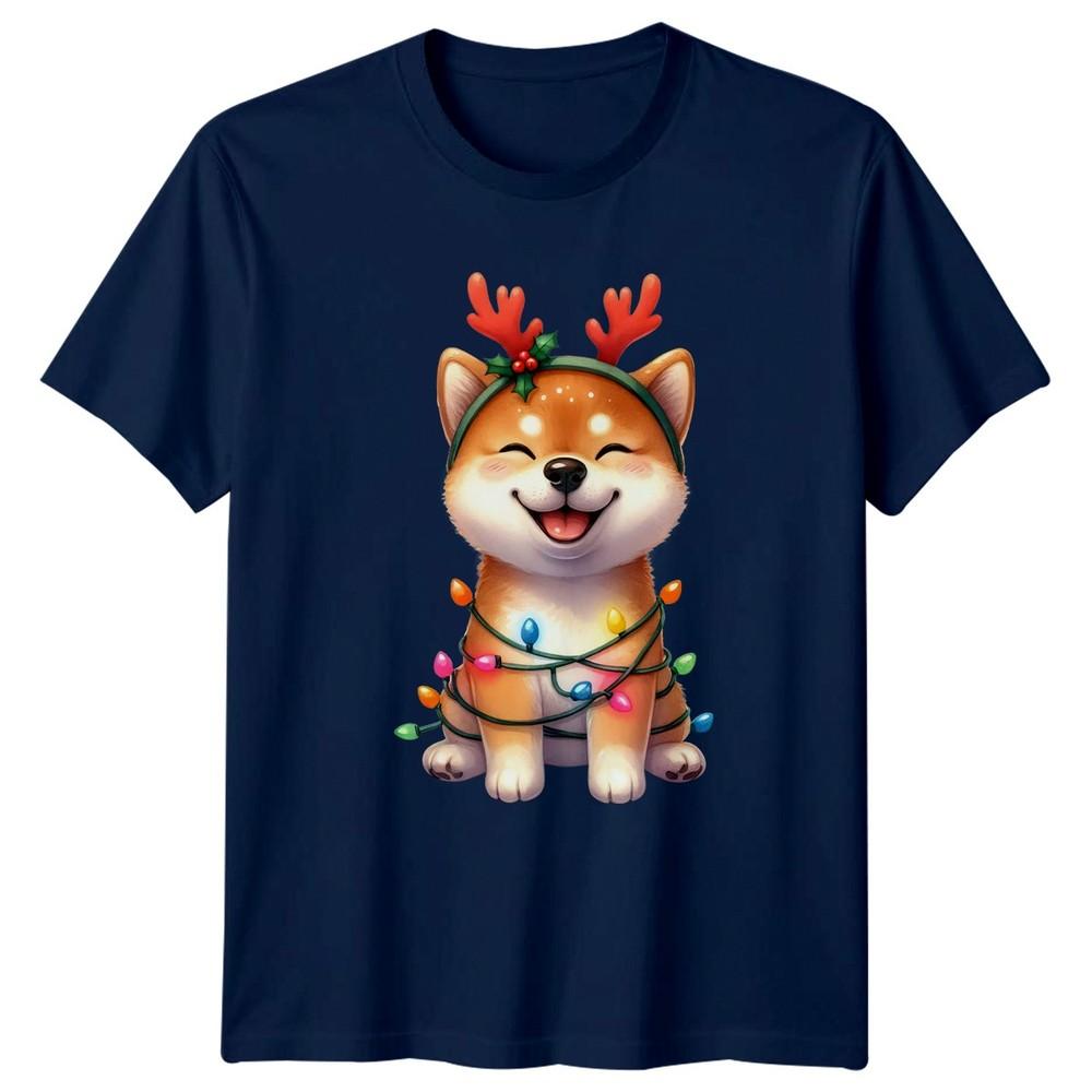 Shiba Inu Christmas Lights Reindeer Antlers Holidays Dog Unisexs Unisexs Graphic Tee