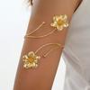 Metal Floral Open Cuff Armlet White Flower Cuff Arm Ring Vintage Butterfly Flower Arm Cuff  Gifts