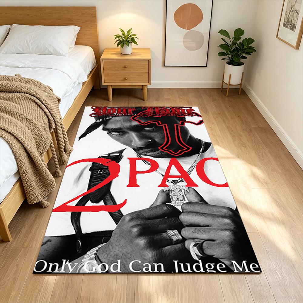 2pac Customized Name Area Rug Design for Hallway Study Room Decorate Room Bedrooms Anti-slip Rug Anime Office Decor Best for Christmas