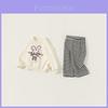 Cartoon Bunny Girls Cotton Long Sleeve Twopiece Spring Casual Outfit For Kids Age 3 To 8 Years
