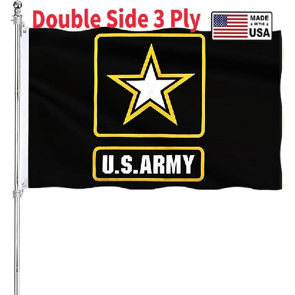 Embroidered US Army Military Flag 3x5 Double Sided Heavy Duty United States Military Flag Army Black Heavy Duty 340D Polyester and Durable Canvas 2x3 Army Flag Black