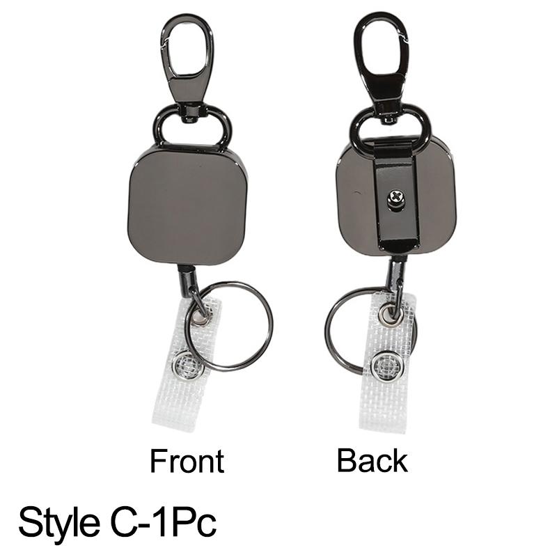 Metal Card Key Ring Clip Retractable Pull Key Ring Chain Reel Extendable Belt Reel ID Lanyard Name Tag Card Badge Holder NEW