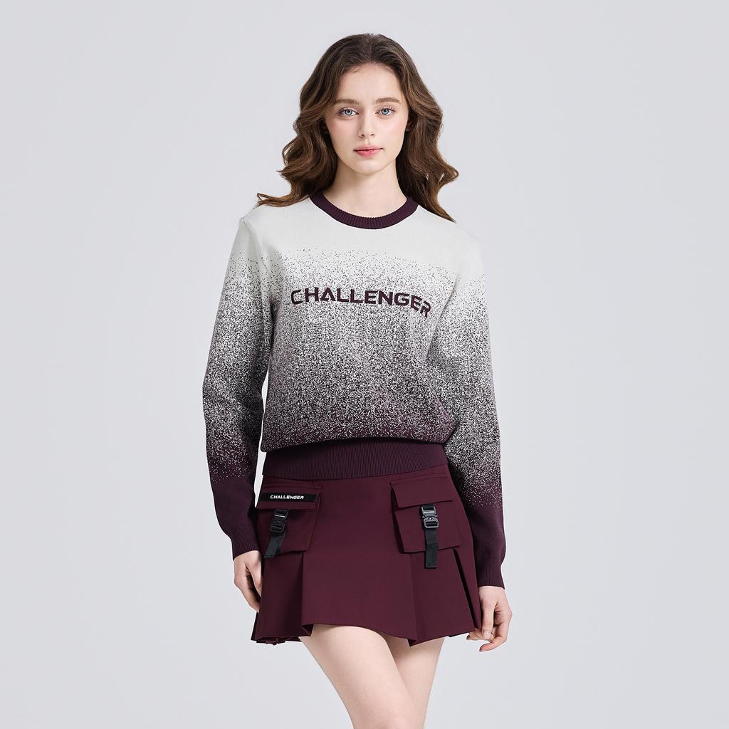 CHALLENGER Women'S Two-Tone Gradient Knit Pullover Burgundy