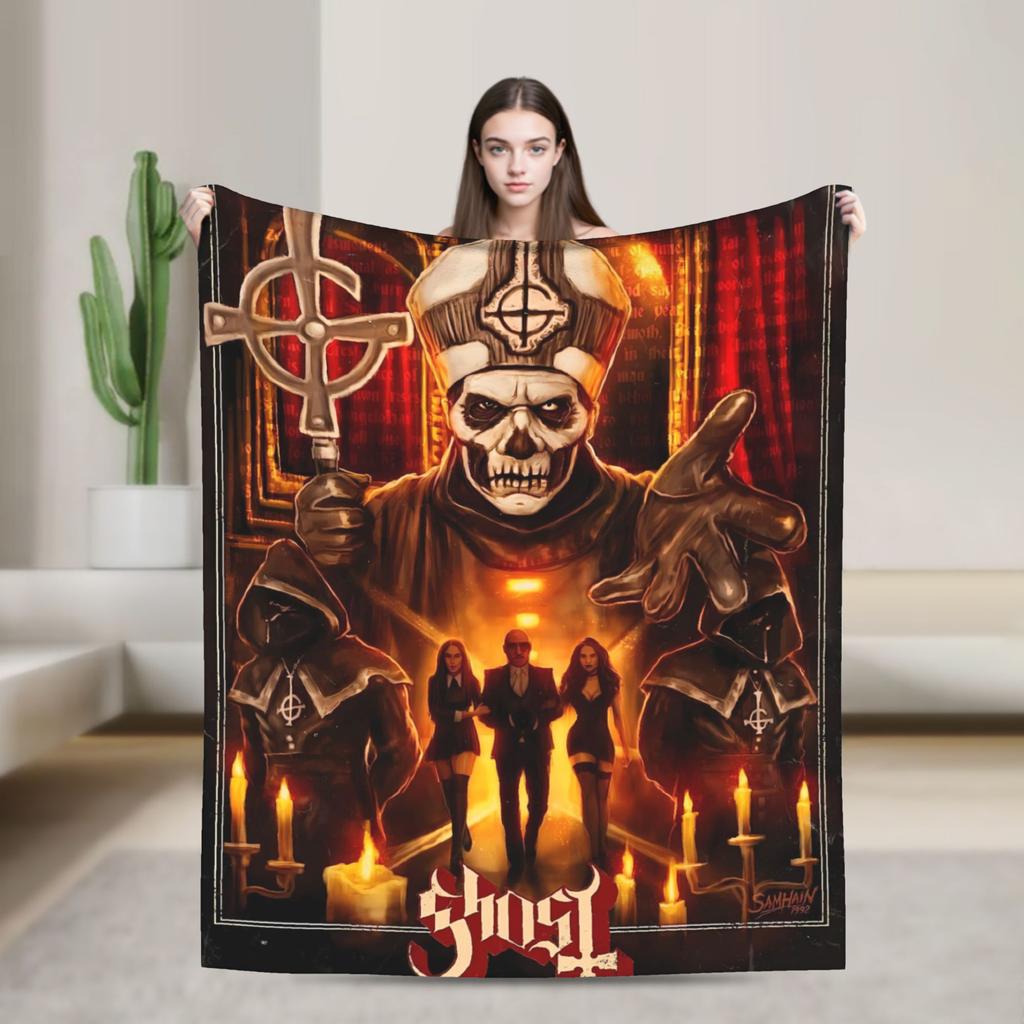 Vintage ghost Band MUSIC Flannel Blankets Warm Throw Blanket for Home Decor Travel Office Fashion Bedspread Sofa Bed Cover