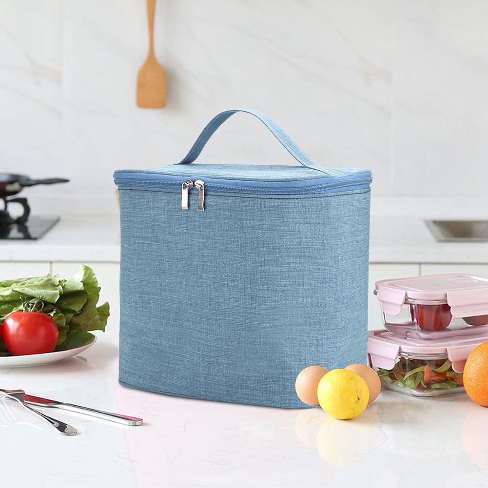 Portable Waterproof Zipper Thermal Lunchbox Food Container Storage Bag for Picnic Office OutdoorBlue