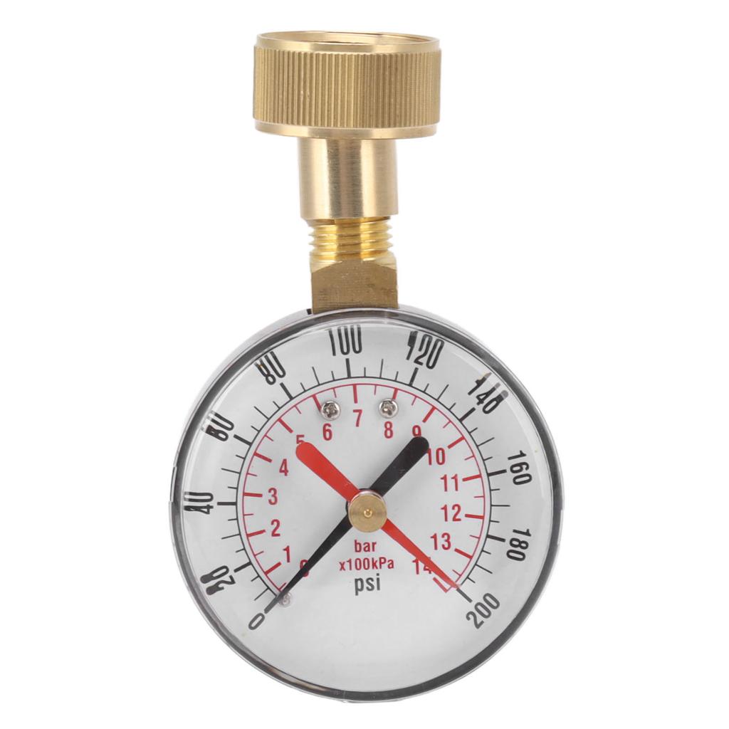 Water Pressure Gauge Aluminum Alloy Iron 0 To 200Psi Universal Water Pressure Test Gauge with 3/4
