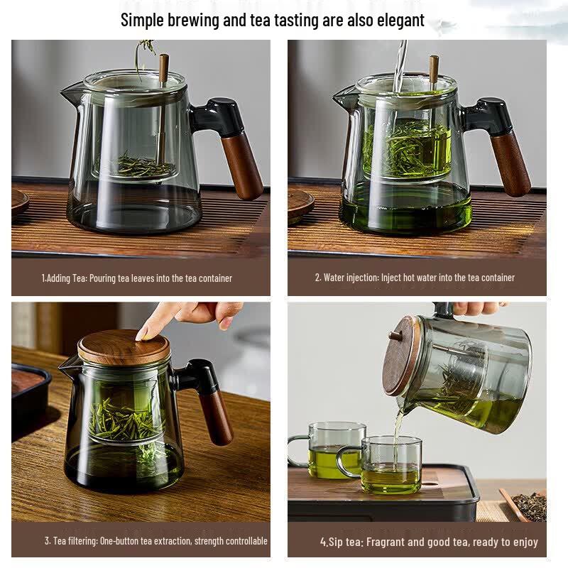 Walnut & Glass Magnetic Tea Maker Set