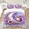3pcs Moon Owl Bedding Set - Includes Comfortable Bedding with Stylish Design for Bedroom M076