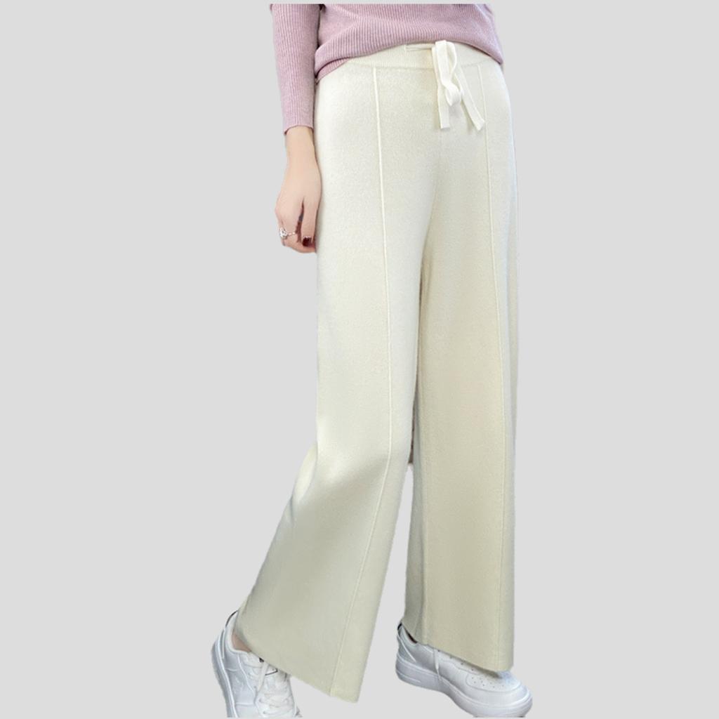 Women's Knitted Wide-leg Pants High-waist Thick Loose Wool Straight Pants Casual Solid Color Knitted Wool Pants