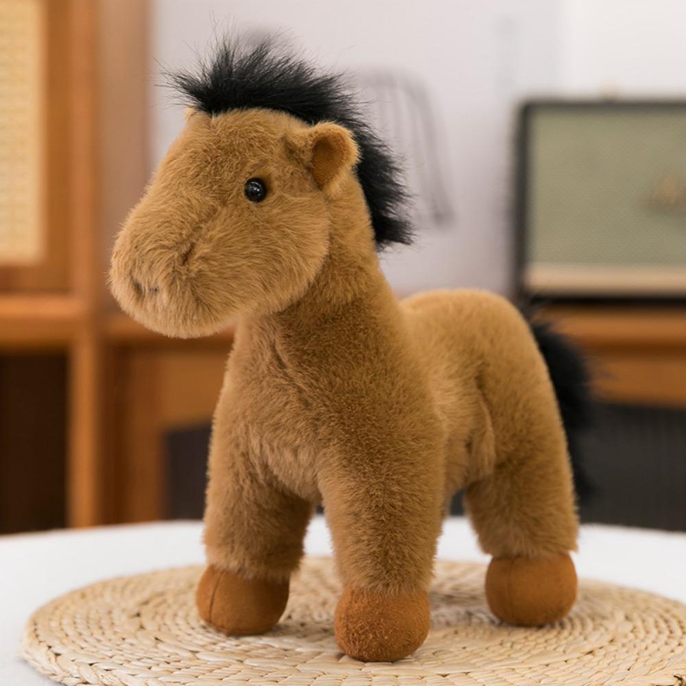 Simulation Standing Foal Plush Doll with Mane Cartoon Horse Stuffed Toy  Valentine's Day Gifts