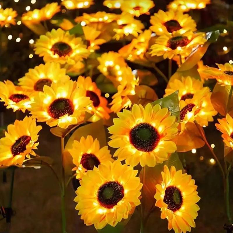 1pc Solar Sunflower Lights 3 Head Garden Stake Outdoor Decorative Waterproof LED Landscape Lights for Patio, Garden, Yard