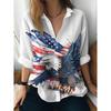 Womens Loose Fit Long Sleeve Cotton Linen Shirt With 3D Floral Print Casual Blouse 2025