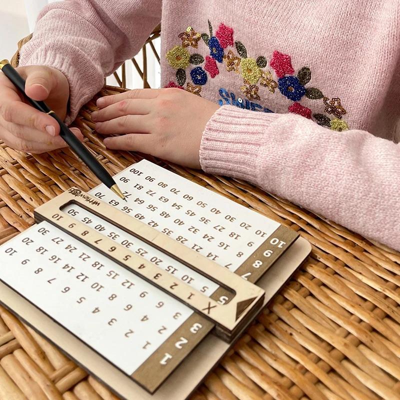 Kinder Holz Schiebbare Einmaleins-Tafeln Montessori Spielzeug Mathe Zählbrett Lehrmittel Lernen Lernspielzeug für Kinder