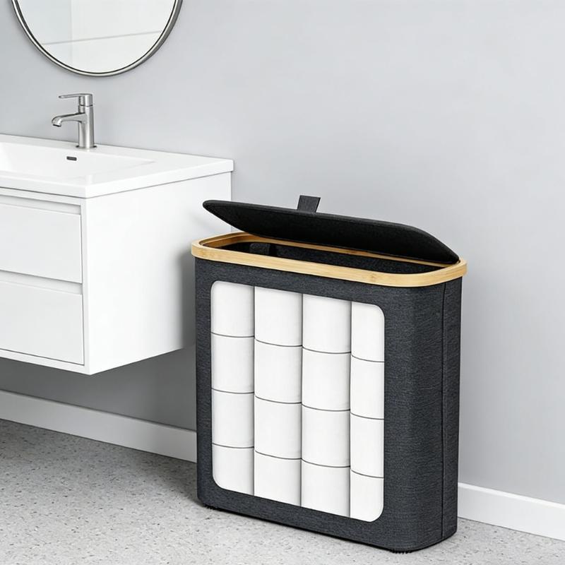 Oxford Cloth Toilet Paper Dispenser Box For Small Spaces Space Saving Bathroom Tissue Holder With Lid