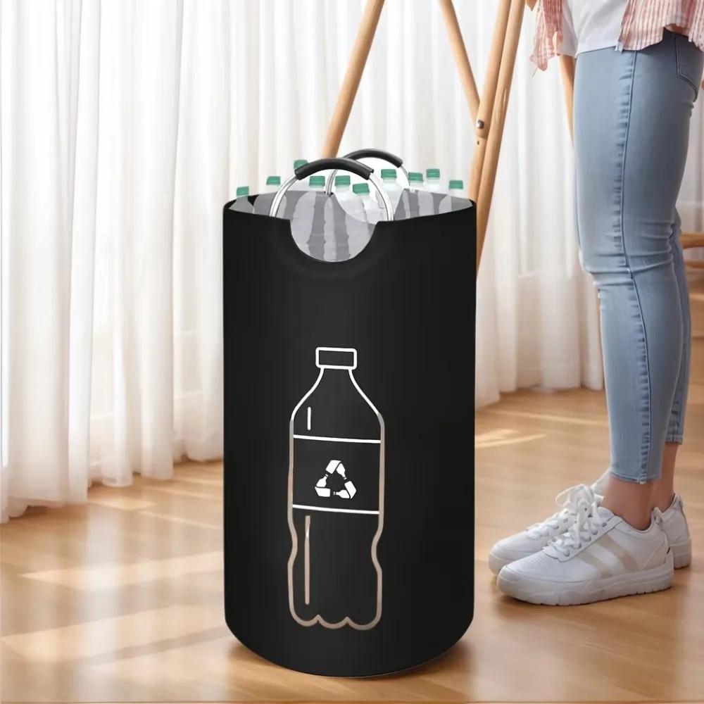 82L Empty Bottle Storage Basket With Aluminum Handle Folding Wastewater Bottle Collector Bag Large Capacity Garbage Bin
