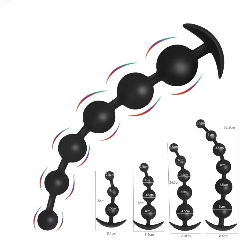 Super Dlouhé Anální Korálky Anální Plug Masáž Prostaty Velký Anální Plug Vaginální Kuličky Anální Stimulace Tahací Korálek Dildo Hluboká Anální sex Hračka