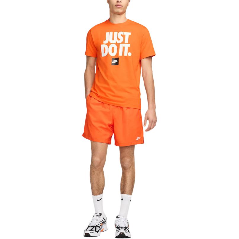 Nike Solid Color Lace-Up Loose Casual Shorts Men Shorts Orange FN3307-819