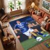 Tappeto Antiscivolo Logo Onda d'Acqua Pennellata Blu Bianca Como 1907 Football Club Tappeto Area Tappeto Lavabile Decorazione Soggiorno Camera da Letto Tappeto per Tifosi Sportivi