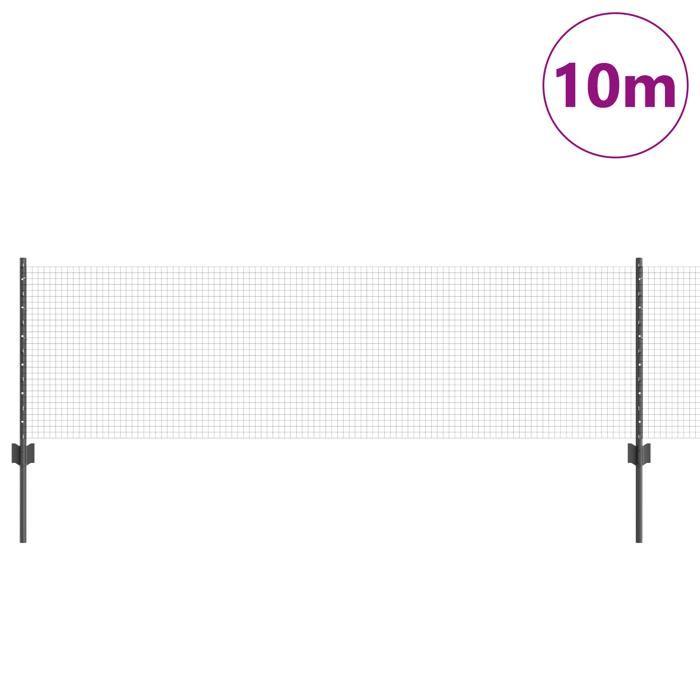 VidaXL Clôture en fil soudé avec 5 poteaux en U Gris 0.6x10 m Acier 3336556