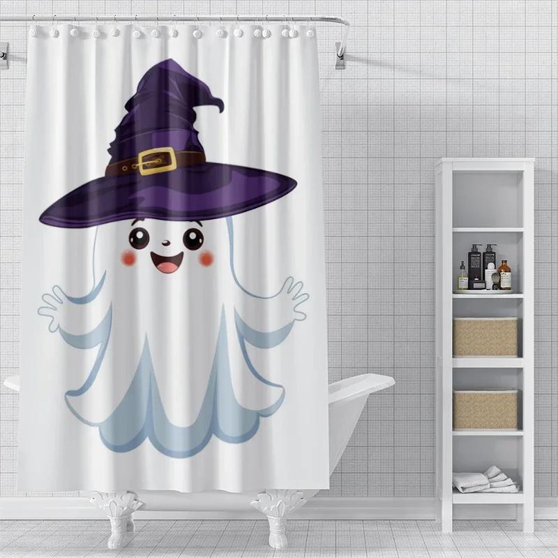 Home Shower Curtains For Bathroom Waterproof Fabric Modern Nordic Style Living Room Curtain Halloween Autumn Pumpkin Decoration