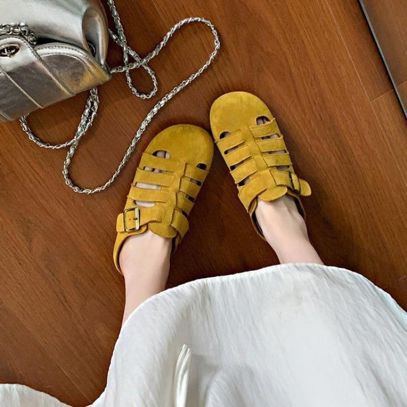 Ciabatte a Punta Rotonda Ciabatte Morbide da Donna Mules Spesse in Stile Romano Scarpe da Donna in Promozione Sandali Eleganti e alla Moda in Saldo