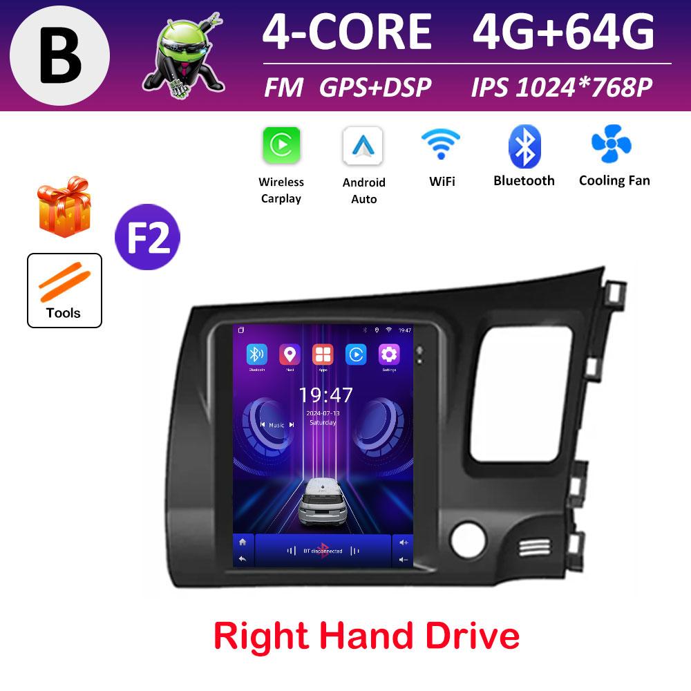 Car Multimedia Video Radio Player WIFI for Honda Civic 2005 2006 2007 2008 - 2012 Android OS Wireless Carplay GPS Navigation 4G