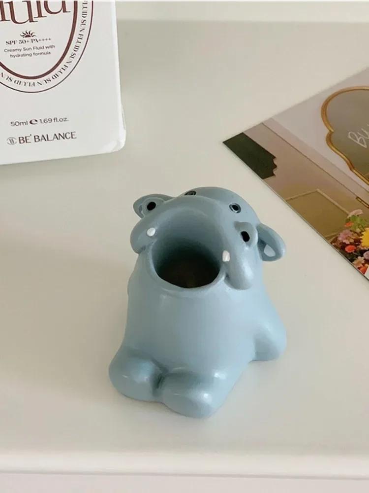 Cartoon Animal Toothbrush Holder Cute Corgi Shark Storage Stand Makeup Brush Stationery Countertop Organizer Bathroom Decoration