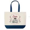 Tote Bag - PLANETEE - Elodie the Most Beautiful - Blue Background - Cotton 40 X 45 Cm - Large Size