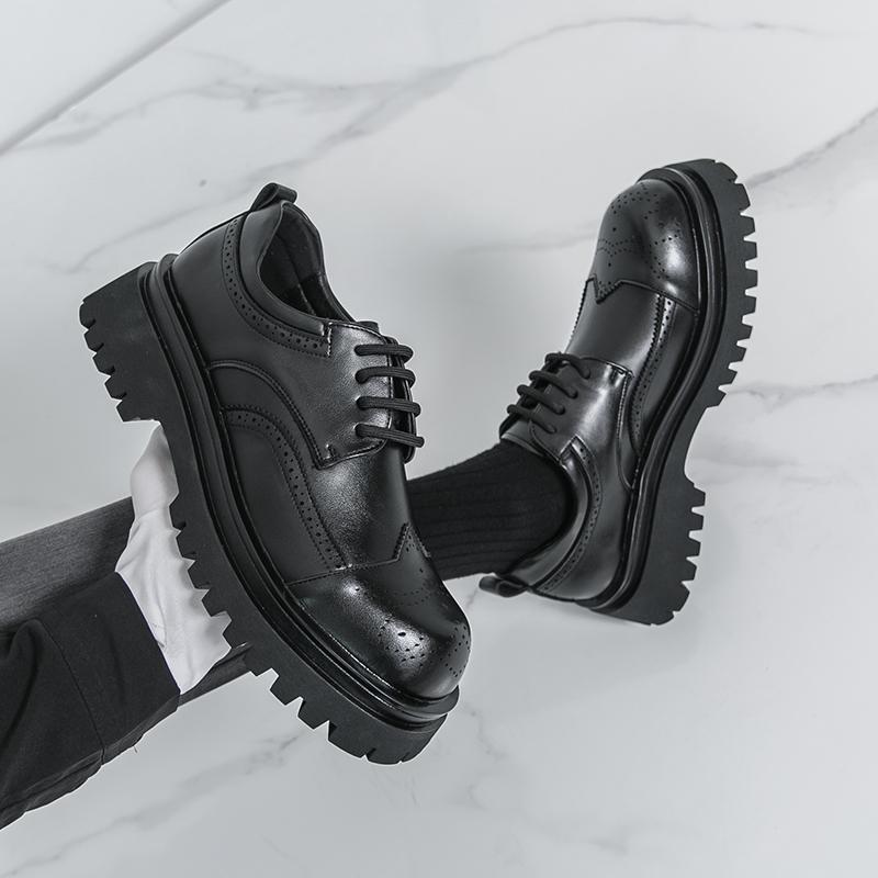 Fashion Brogue Classic Business Men's Leather Shoes Gentleman Comfort Style Groom's wedding suit height increasing shoes 38-46 lace-up