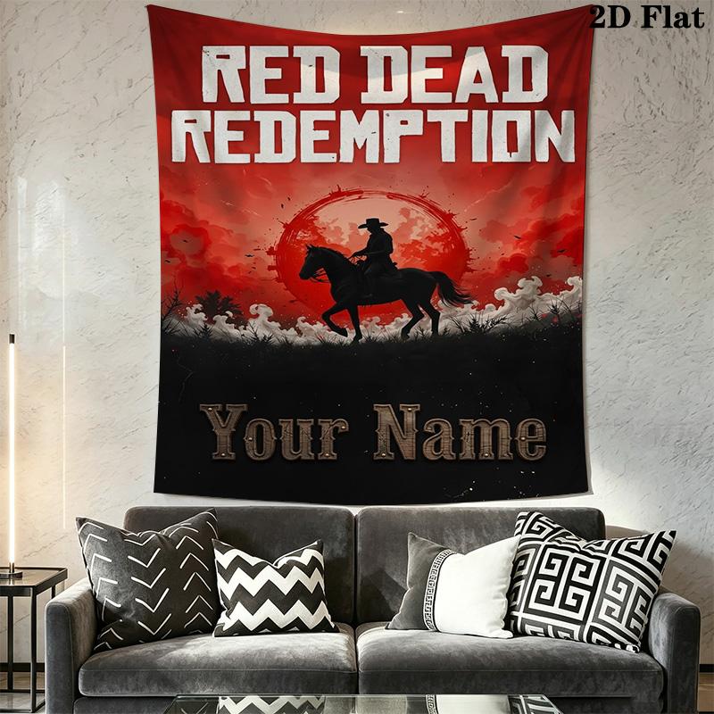 Name Custom RDR2 Game Wall Tapestry Aesthetic Wall Hanging Printed Fabric Blanket Decorative Tapestries for Bedroom Living Room Home Decor