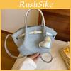 Minimalist Denim Crossbody Bag With Top Handle And Soft Structure For Work