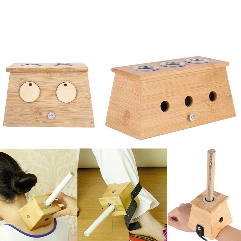 3 Types Popular Moxibustion Bamboo Box Moxa Roll Stick Holder Case Acupoint Massage Device Tool