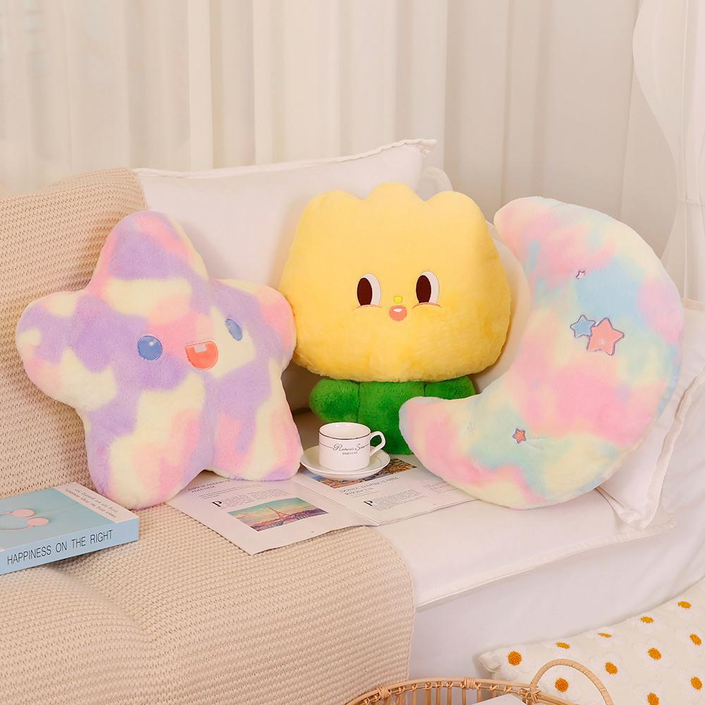 Girl Heart Star Moon Throw Pillow Plush Toy Flower Doll Home Pillow Cushion Girl Soothing Doll