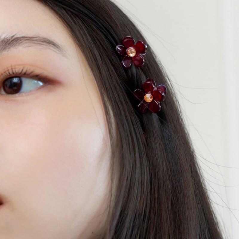 FANTASTIC PLANET [2SET] Cubic Flower Hair Pin (4colors)