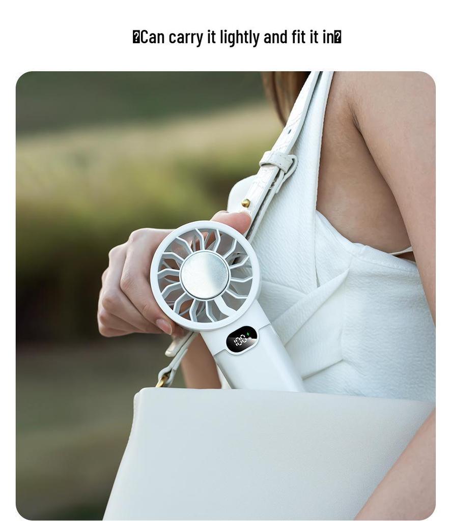 2026 Handheld USB Fan: Portable, 100-Speed, Strong Wind, Ice Pack, Digital Display