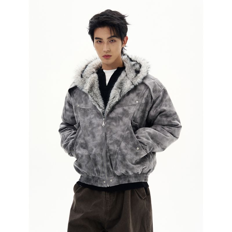 Kisko Winter American-Style Deconstructed Design Suede Jacket for Men and Women, Trendy Brand Thickened Warm Cotton Coat