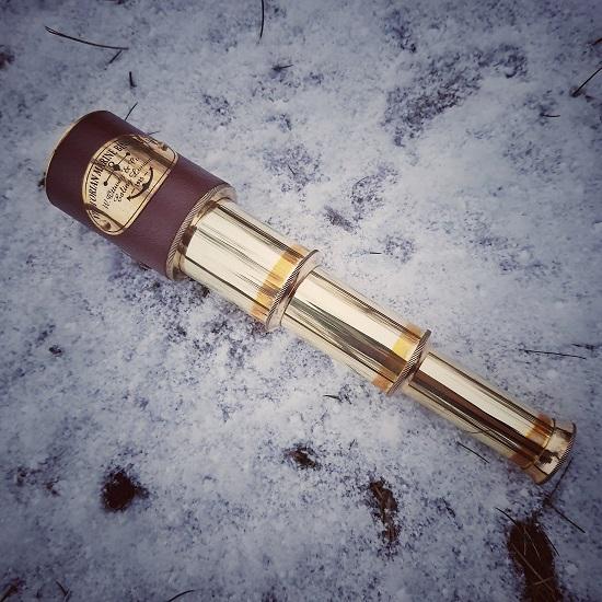 Messing Antikes Teleskop mit Lederetui Steampunk Taschen-Spektiv Vintage Geschenk