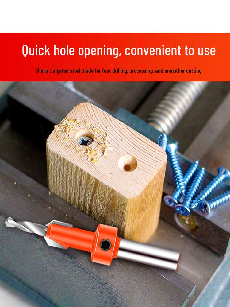 Woodworking Countersink Drill Bit Set: Precision Hole Opener and Screw Hole Beautification Tool.