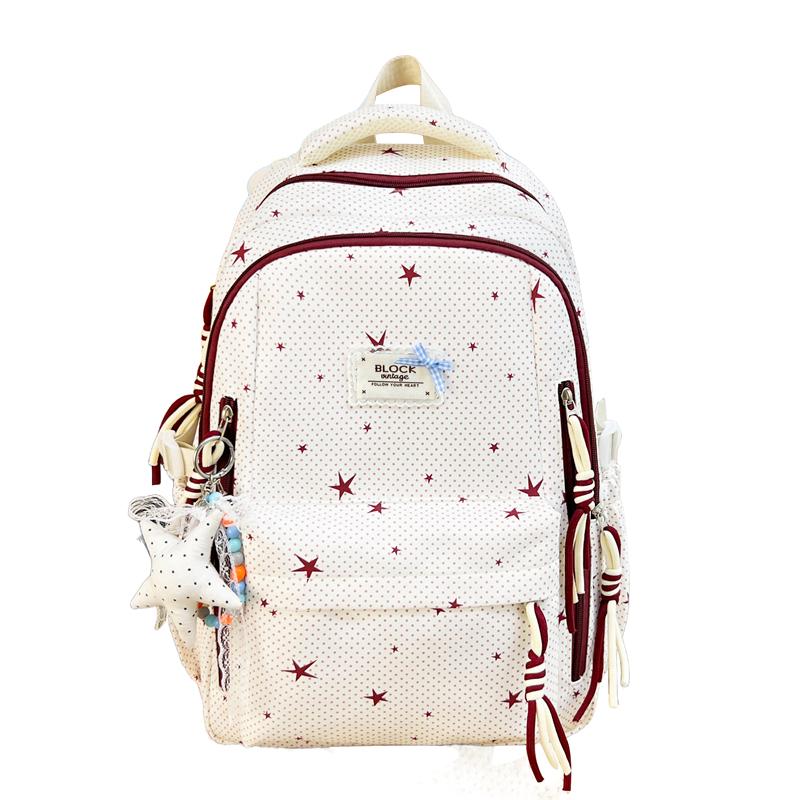 Star Print Student Schoolbag Color Contrast Women's Large Capacity Backpack