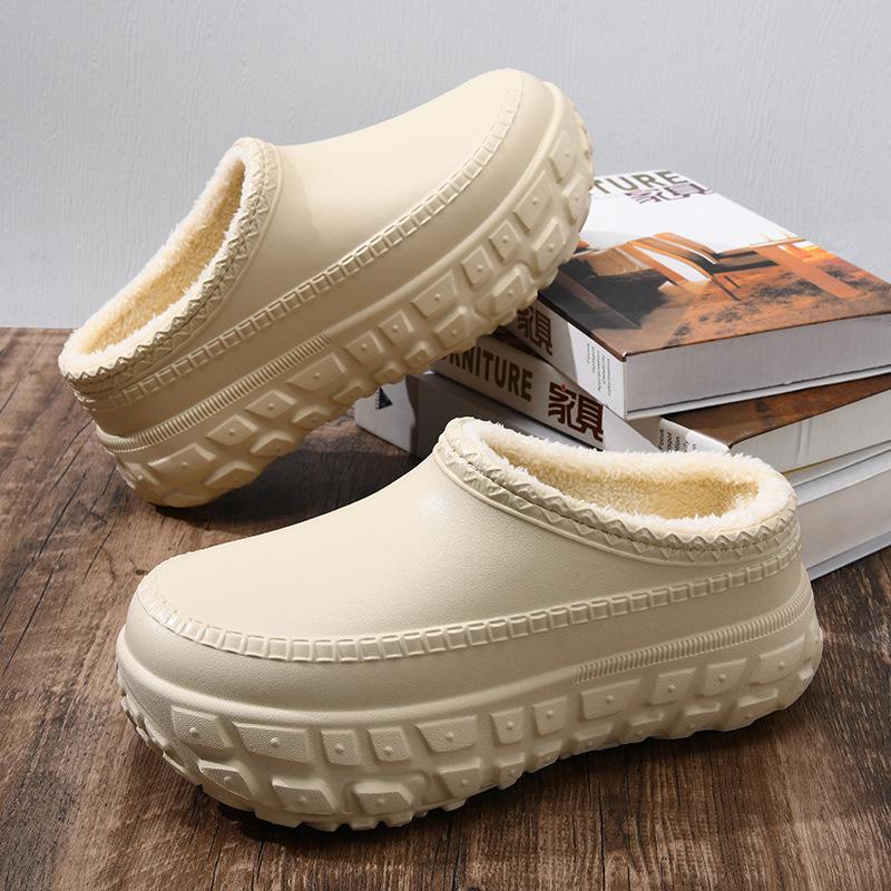 Women's Furry Cotton Heel Slippers: Non-Slip, Height-Enhancing, Warm Velvet for Autumn/Winter 2024