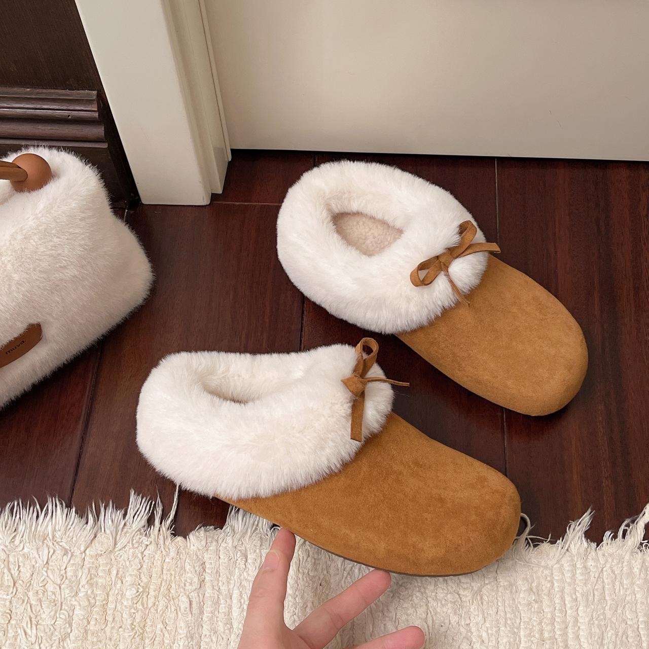 

Soft-soled plush Birkenstock fluffy shallow mouth half-drag single shoes for women s 2025 autumn and winter new thick-soled home plush cotton slippers 42 верблюд
