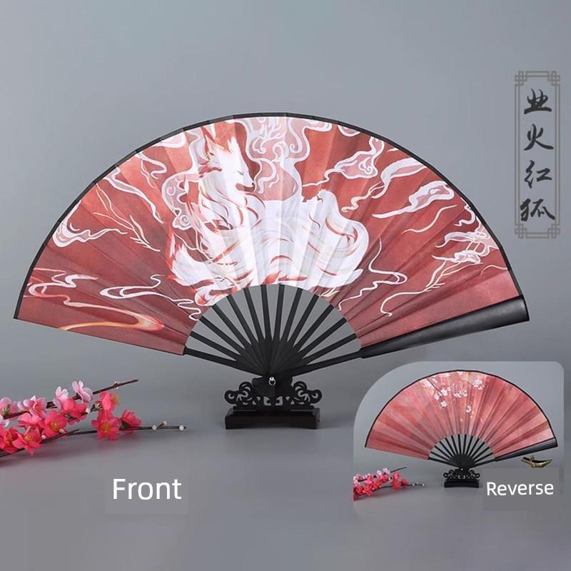 Traditional Chinese Folding Fan for Women, Vintage Style, Hanfu Dance Fan, Ancient Costume Silk Fan, Men's Bamboo Folding Fan, Portable for Summer