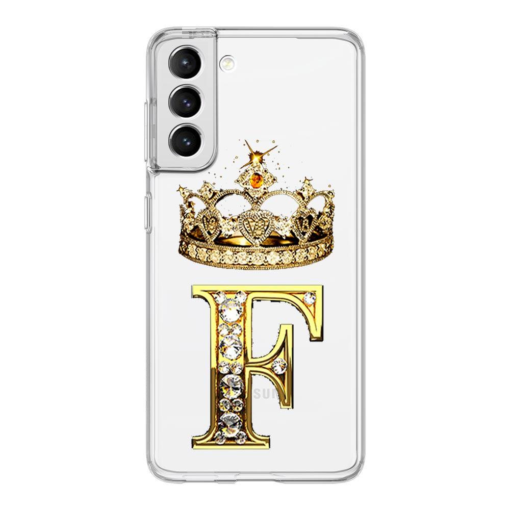 Diamond Crown Letter 26 Letters Phone Case For Samsung Galaxy S23 S22 S20 Ultra S21 FE 5G S10 S9 Plus S10E S8 Note 20 Soft Cover