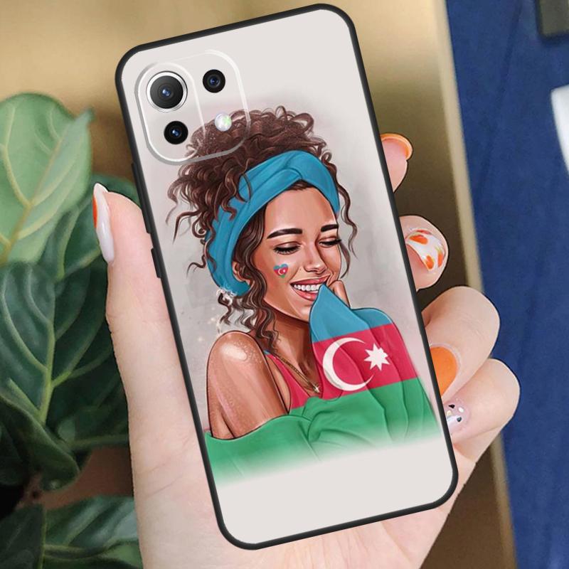 Azerbaijan Flag Girl Case For Xiaomi 17 Pro Max 14 15 Ultra 13T 14T 15T Pro POCO F8 F7 F5 F6 X5 X6 X7 Pro Coque