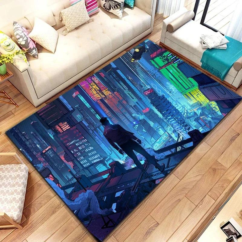 Cartoon Sci-fi Scene Bedroom Floor Mat Decoration Home Living Room Floor Mat